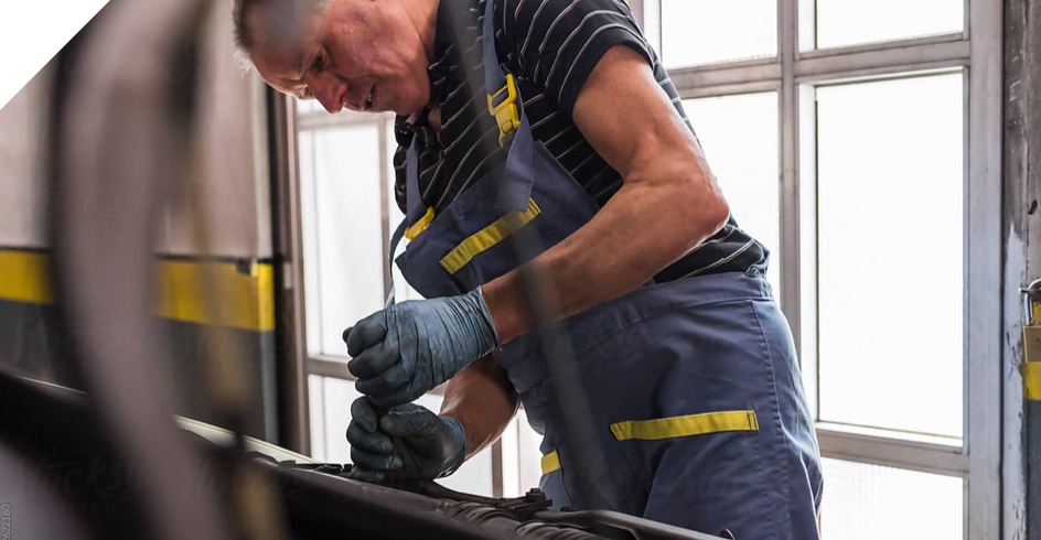 A mechanic at work in a workshop