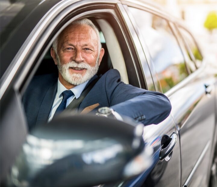 Driver in a passenger car