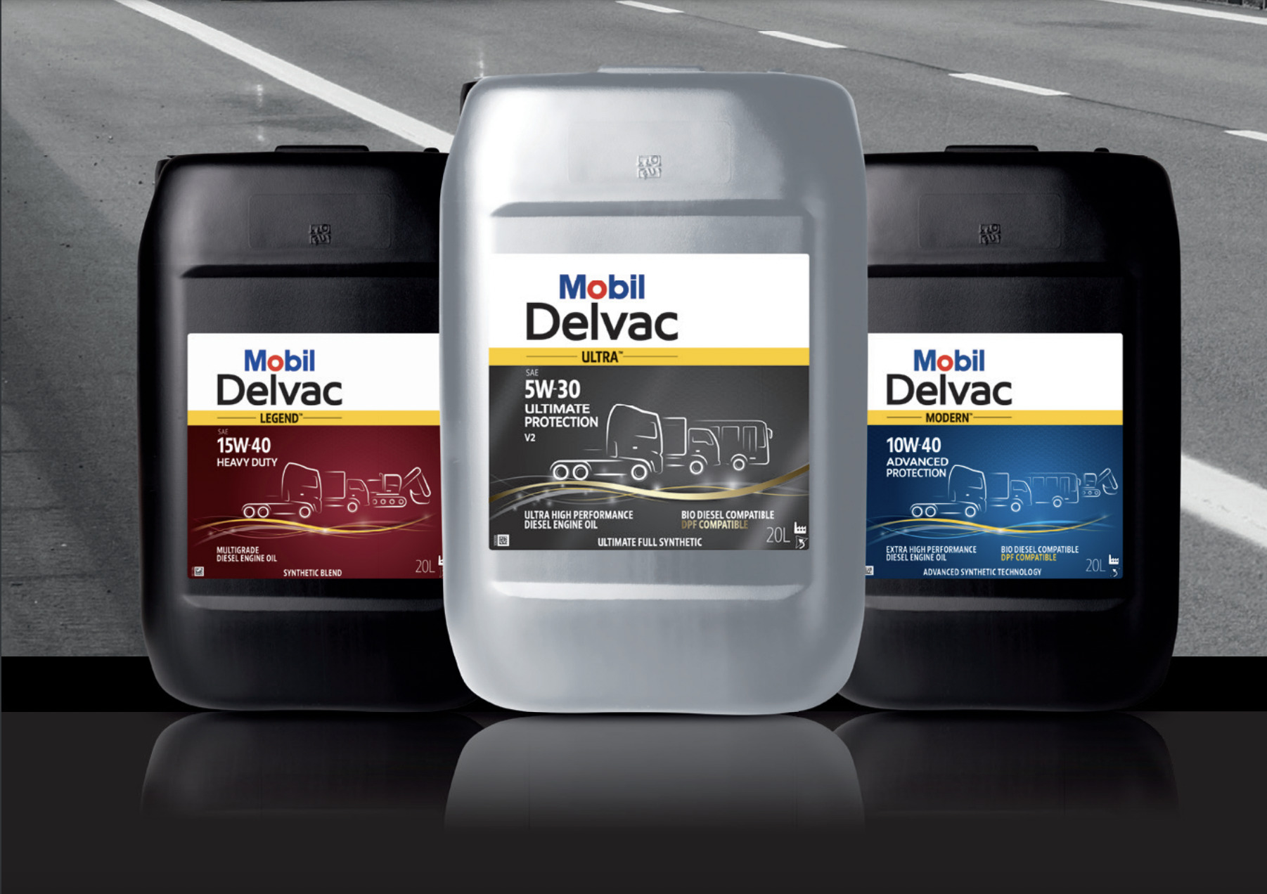 Mobil Delvac Legend, Ultra and Modern oils