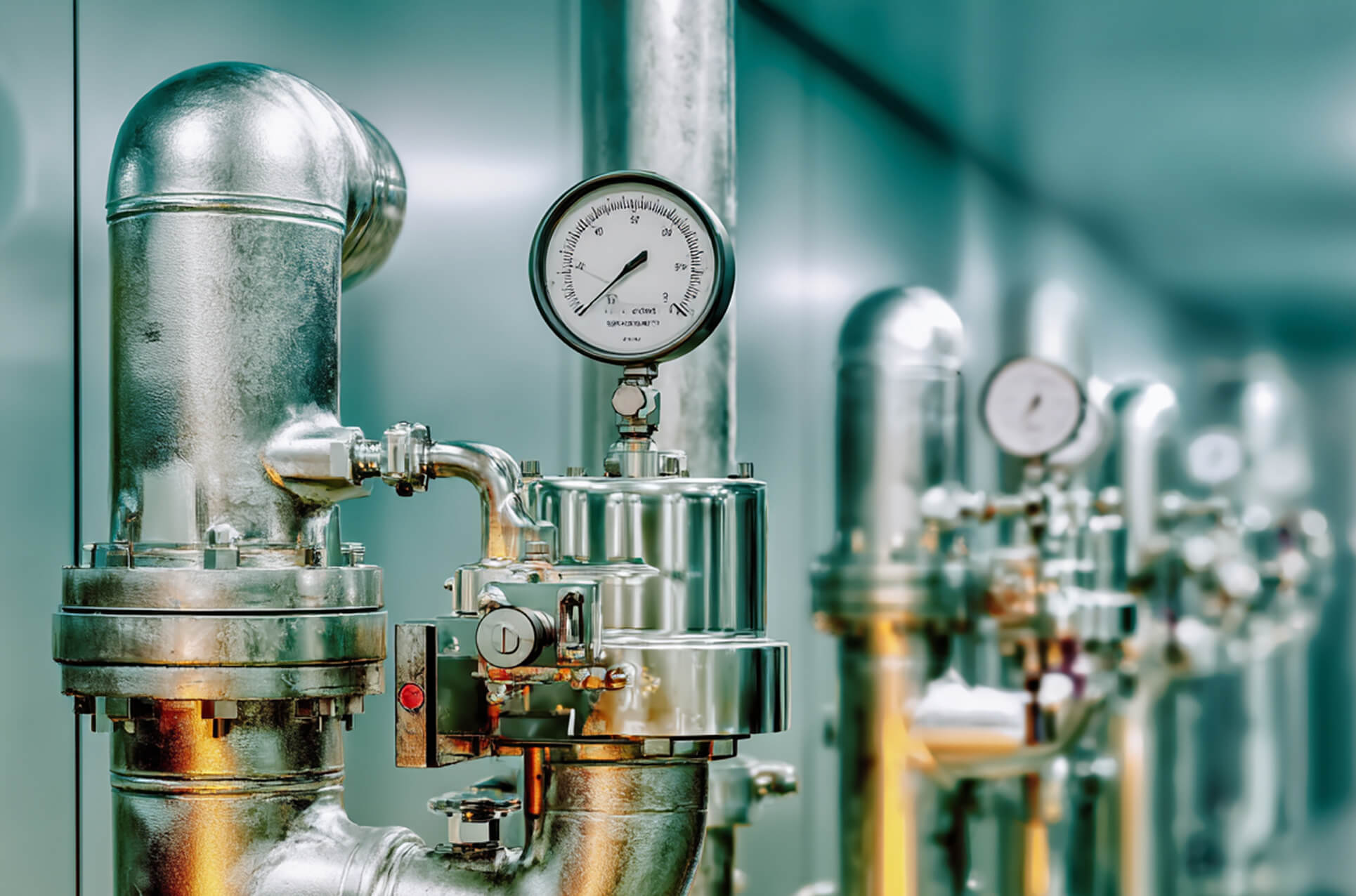 Heating system pipeline with a pressure gauge